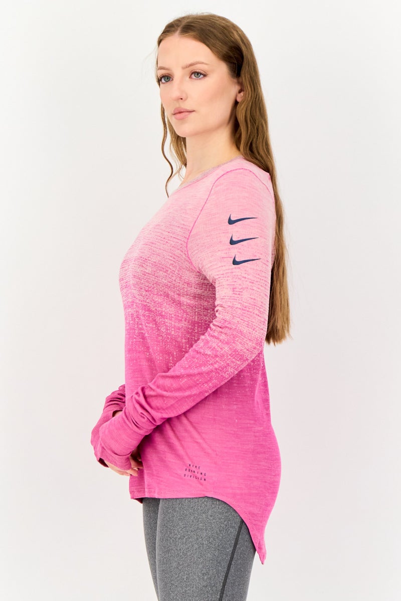Nike Women Dri-Fit Long Sleeve Outdoor Top, Pink - Image 2